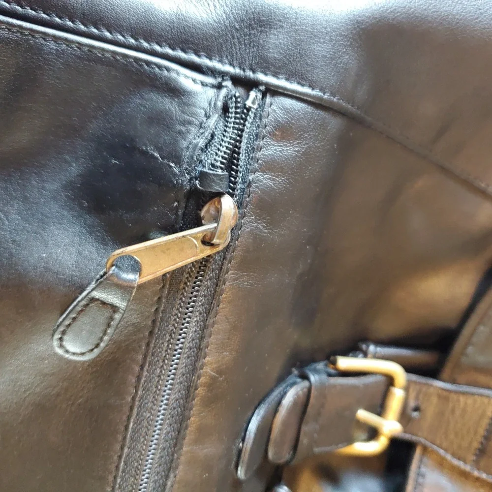 Vtg Coach 4220 Black Leather Drawstring Backpack Made in USA 90s Brass *Repairs*